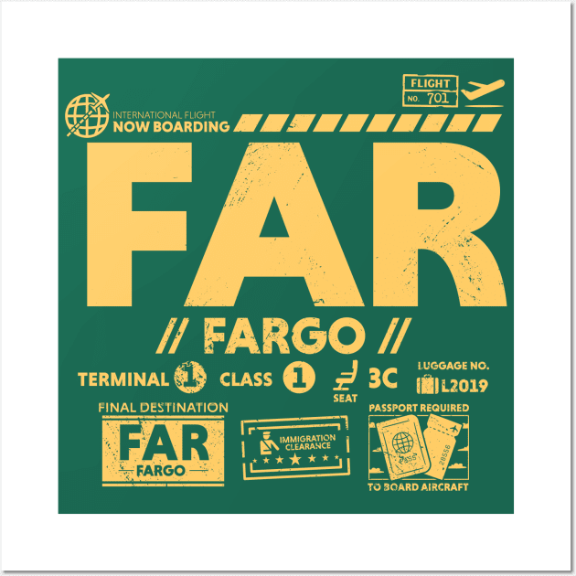 Vintage Fargo FAR Airport Code Travel Day Retro Travel Tag North Dakota Wall Art by Now Boarding